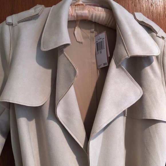 Philosophy Republic Clothing, Sz: XS, faux suede, trench coat, NWT, Color: Pearl - Picture 2 of 14